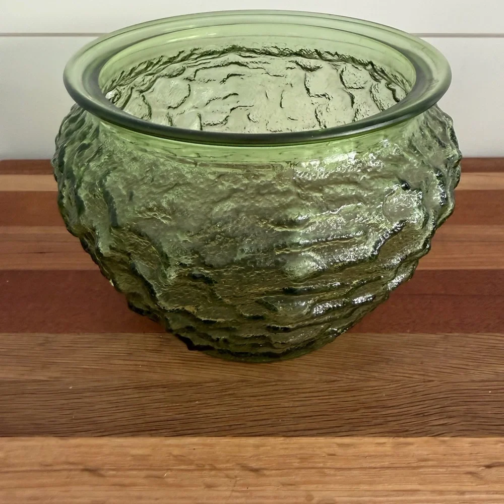 Vintage E.O. Brody Crinkle Vase Green